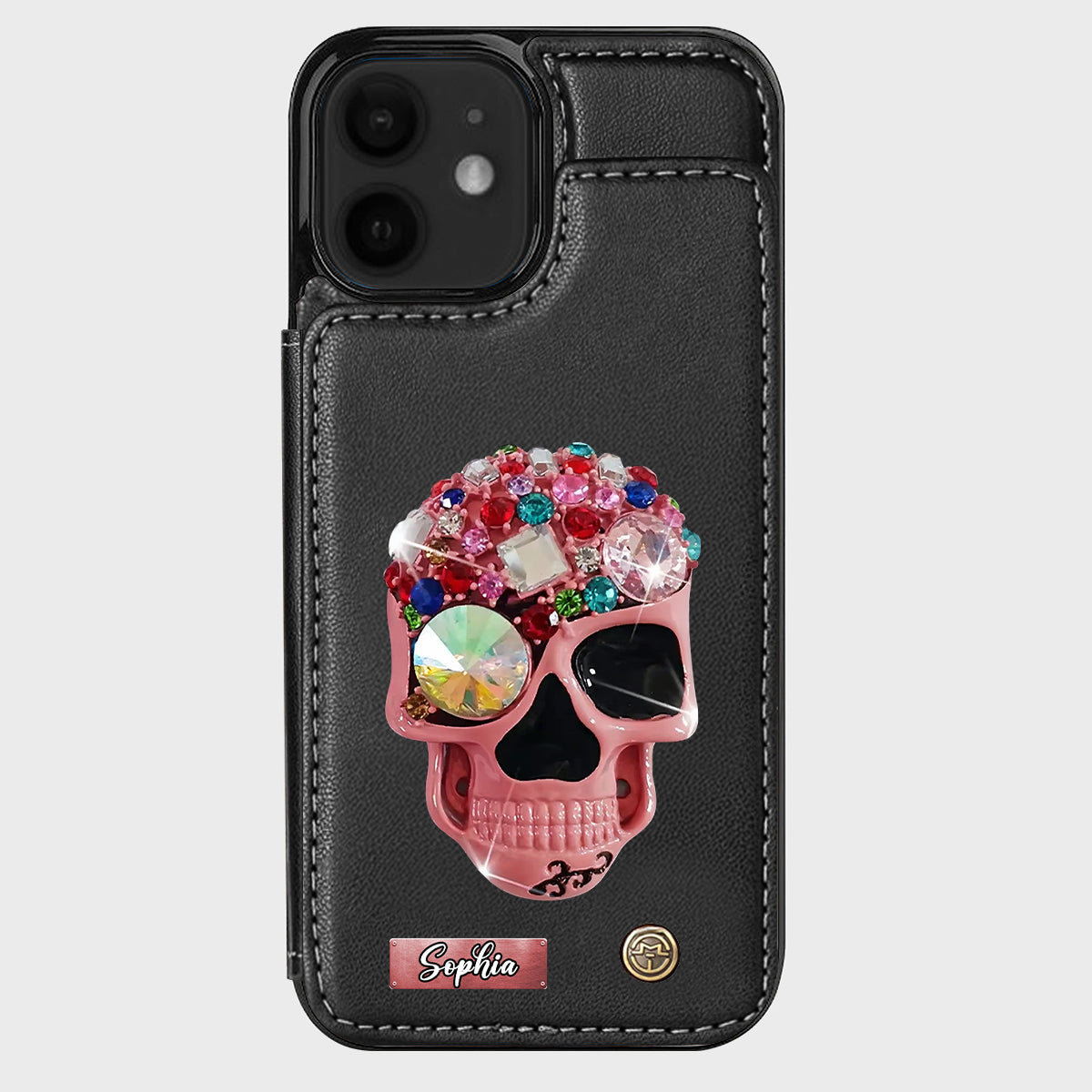Shiny Skull - Personalized Skull Wallet Phone Case