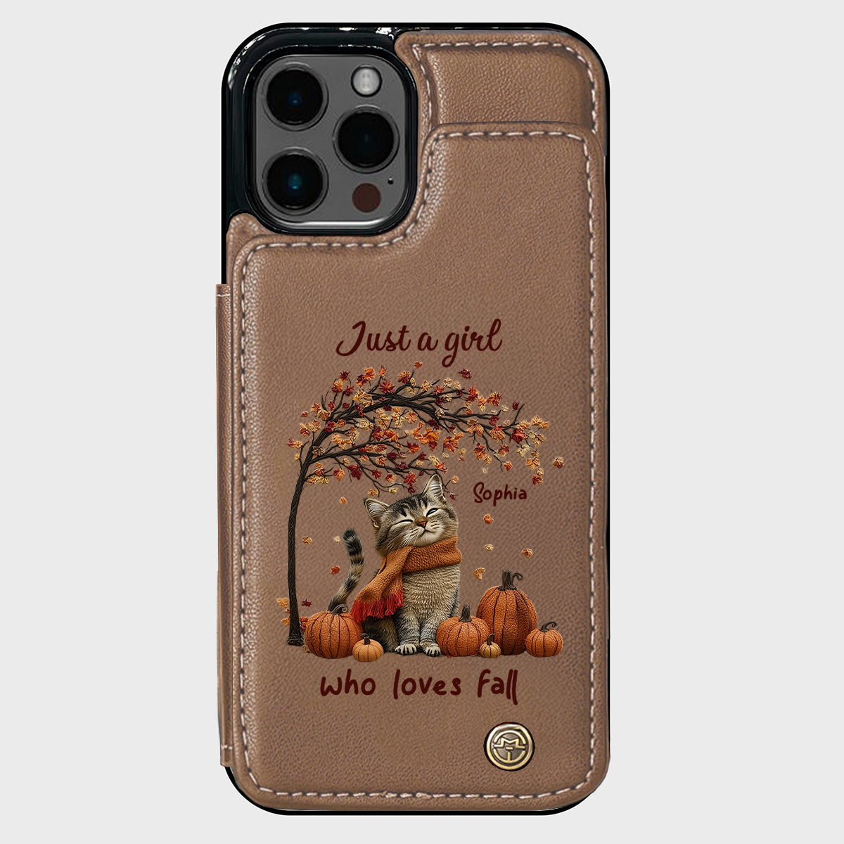 Just a Girl Who Loves Fall - Personalized Cat Wallet Phone Case