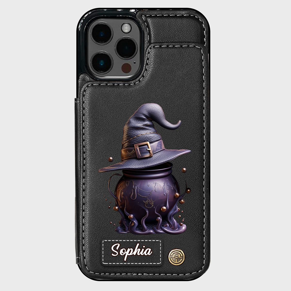 Magical Hat And Cauldron - Personalized Witch Wallet Phone Case