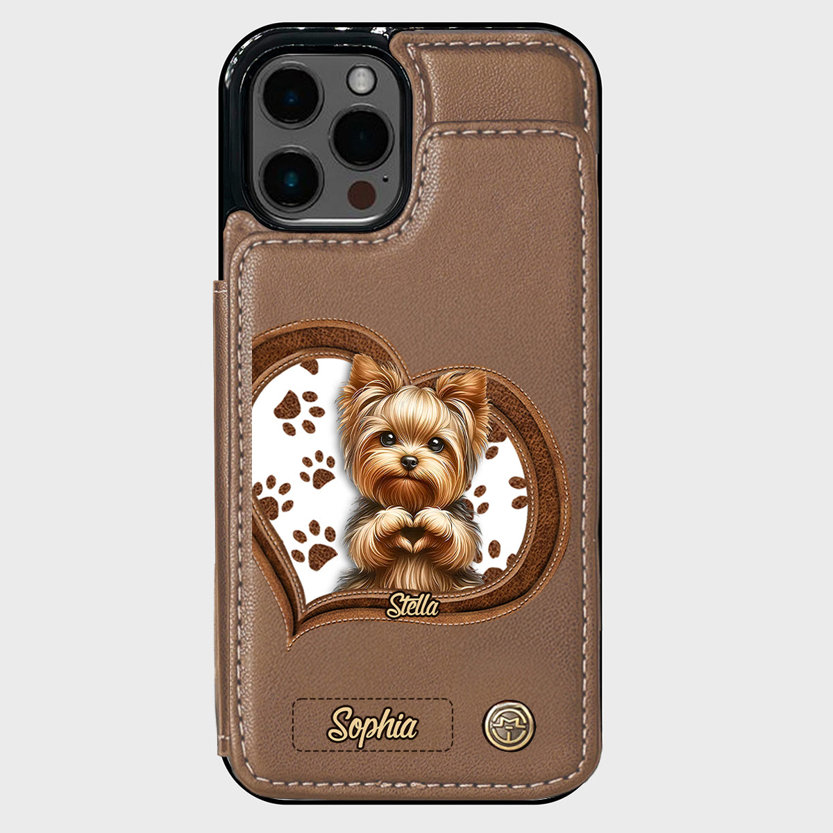 Puppy/ Kitty Makes Heart Hands - Personalized Dog Wallet Phone Case