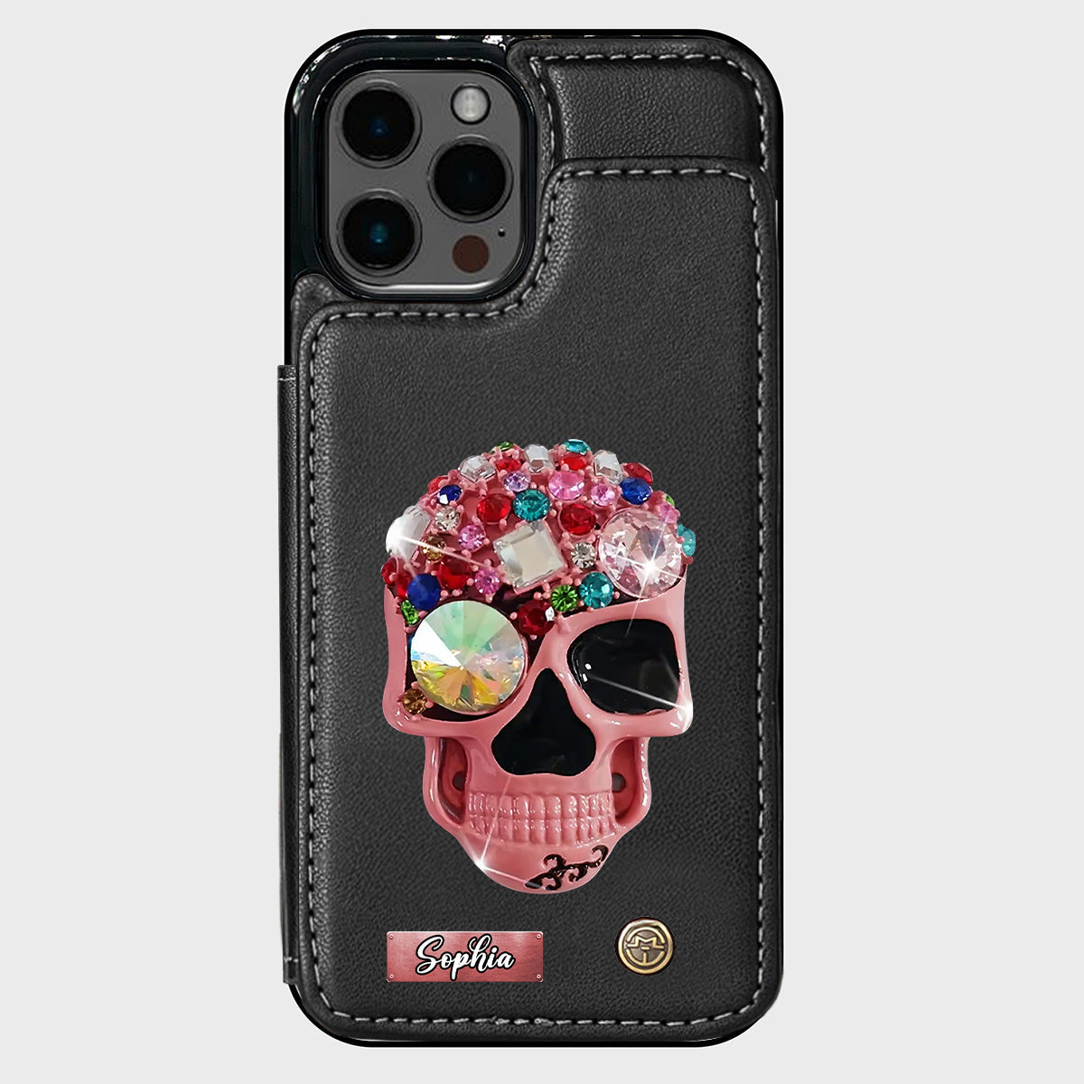 Shiny Skull - Personalized Skull Wallet Phone Case