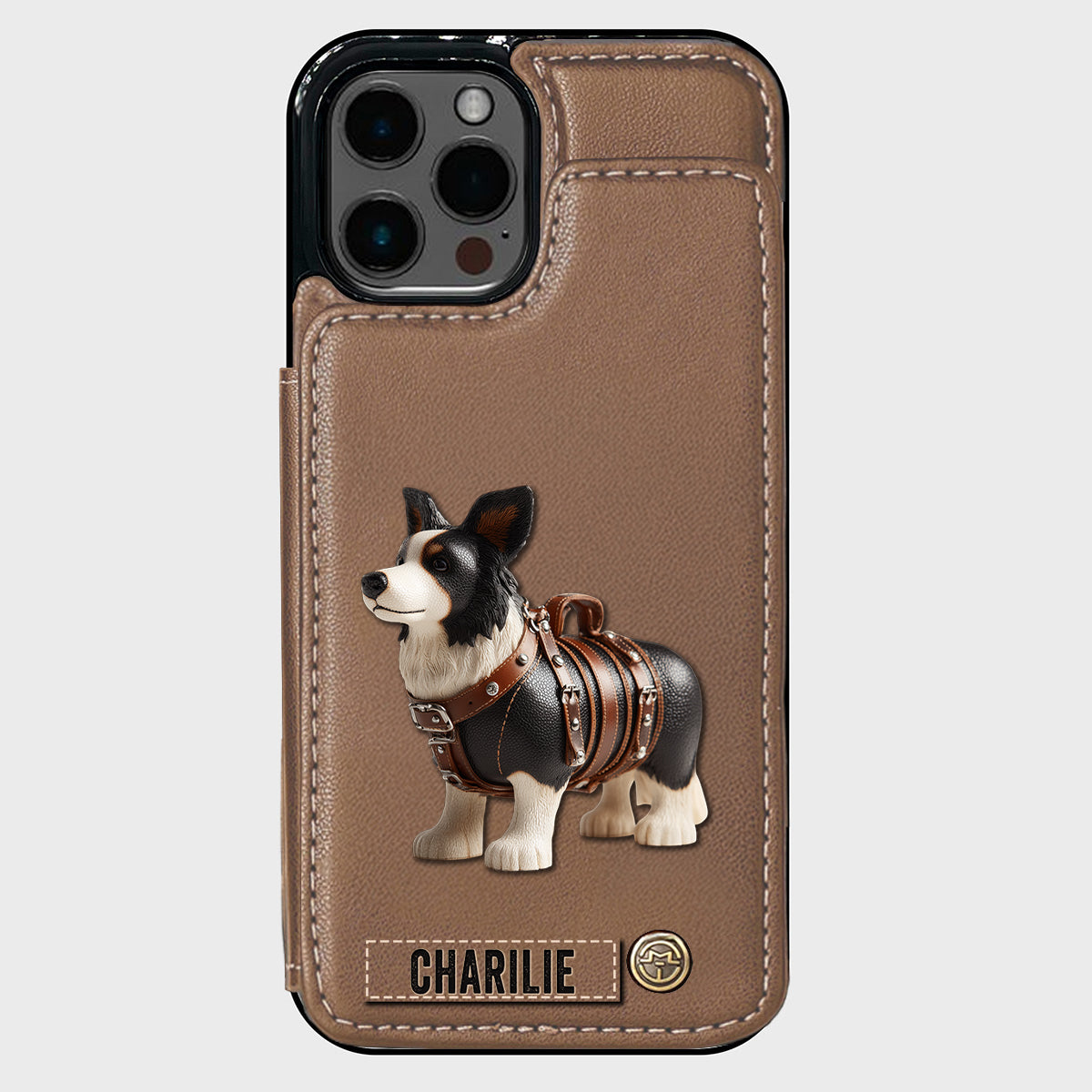 Cute Border Collie - Personalized Dog Wallet Phone Case