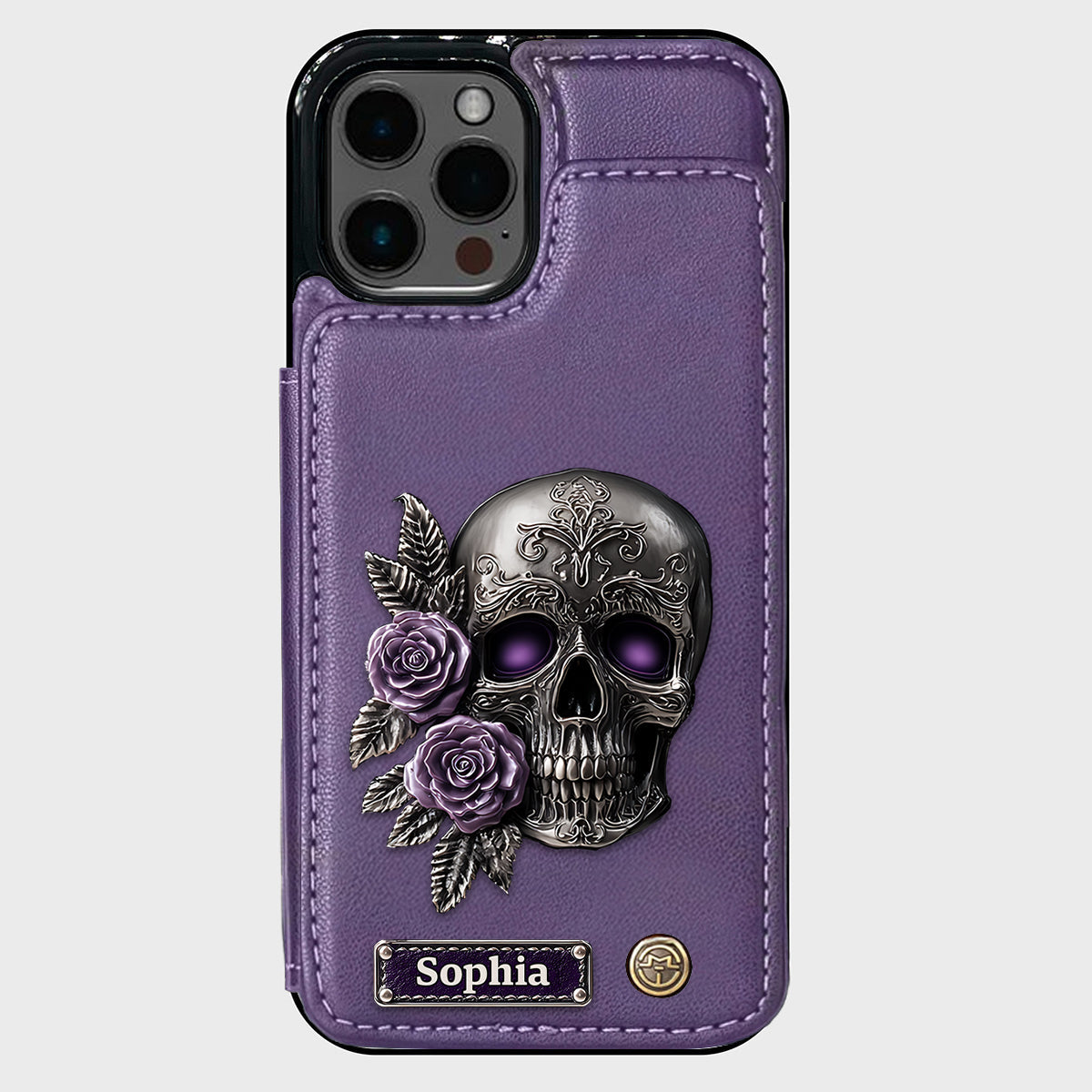 Skull And Roses - Personalized Skull Wallet Phone Case