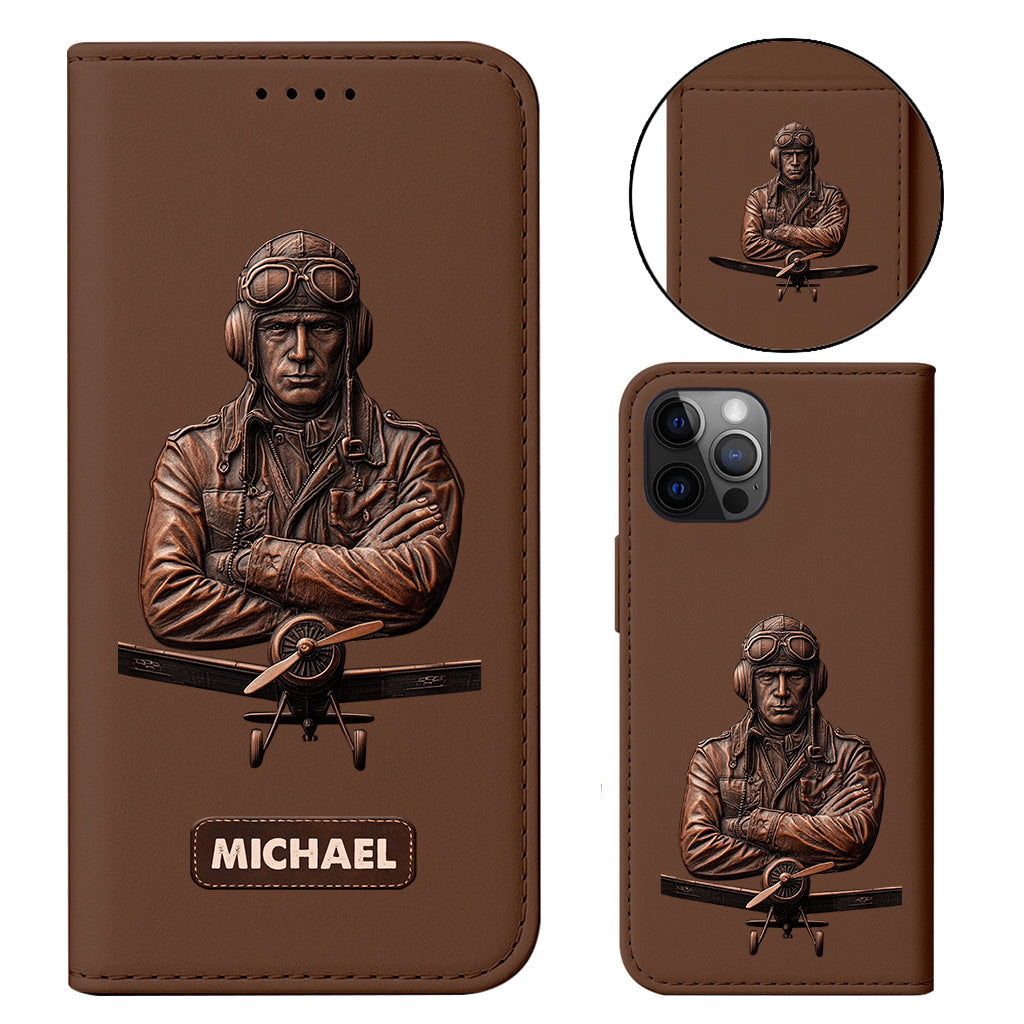 The Sky Is Not The Limit - Personalized Pilot Wallet Phone Case With Strap