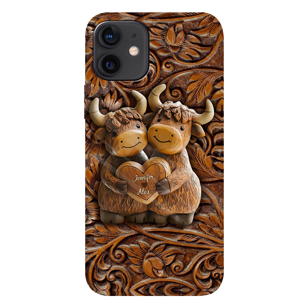 Cute Highland Cow Couple - Personalized Highland Cow Full Print Phone Case