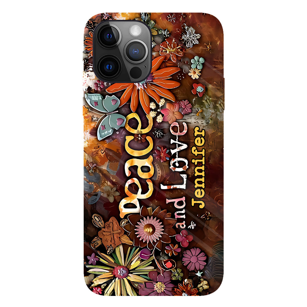 Peace And Love - Personalized Hippie Full Print Phone Case