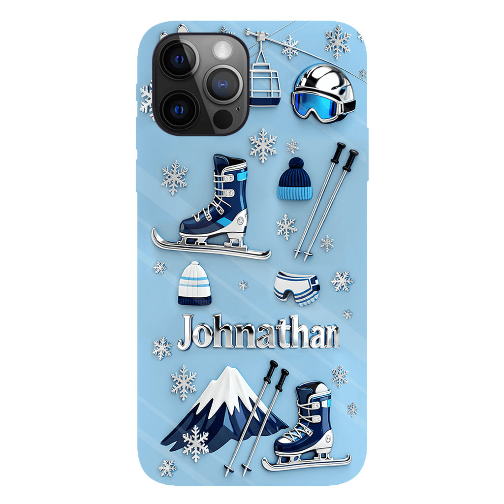 Skiing Makes Me Happy - Personalized Skiing Full Print Phone Case