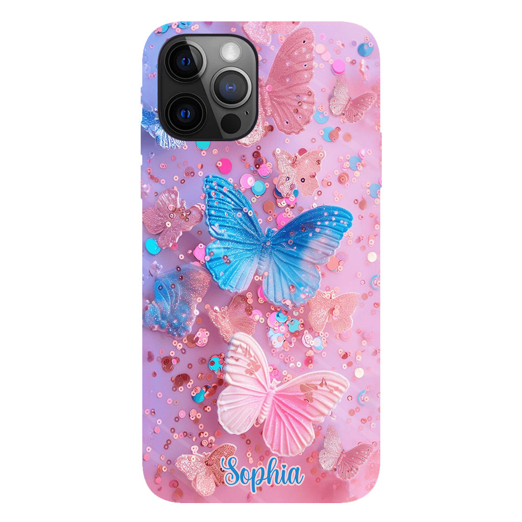 Sparkle Butterflies - Personalized Butterfly Full Print Phone Case