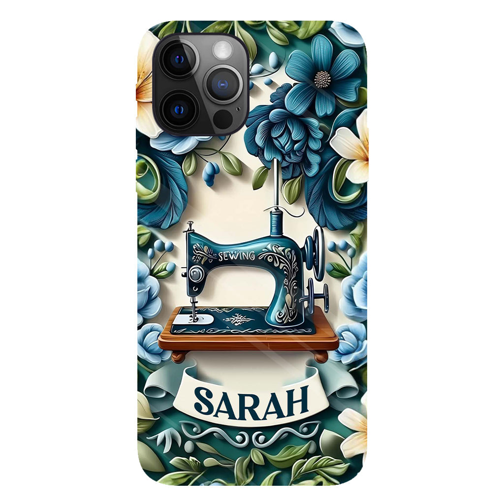 Blue Sewing Machine - Personalized Sewing Full Print Phone Case