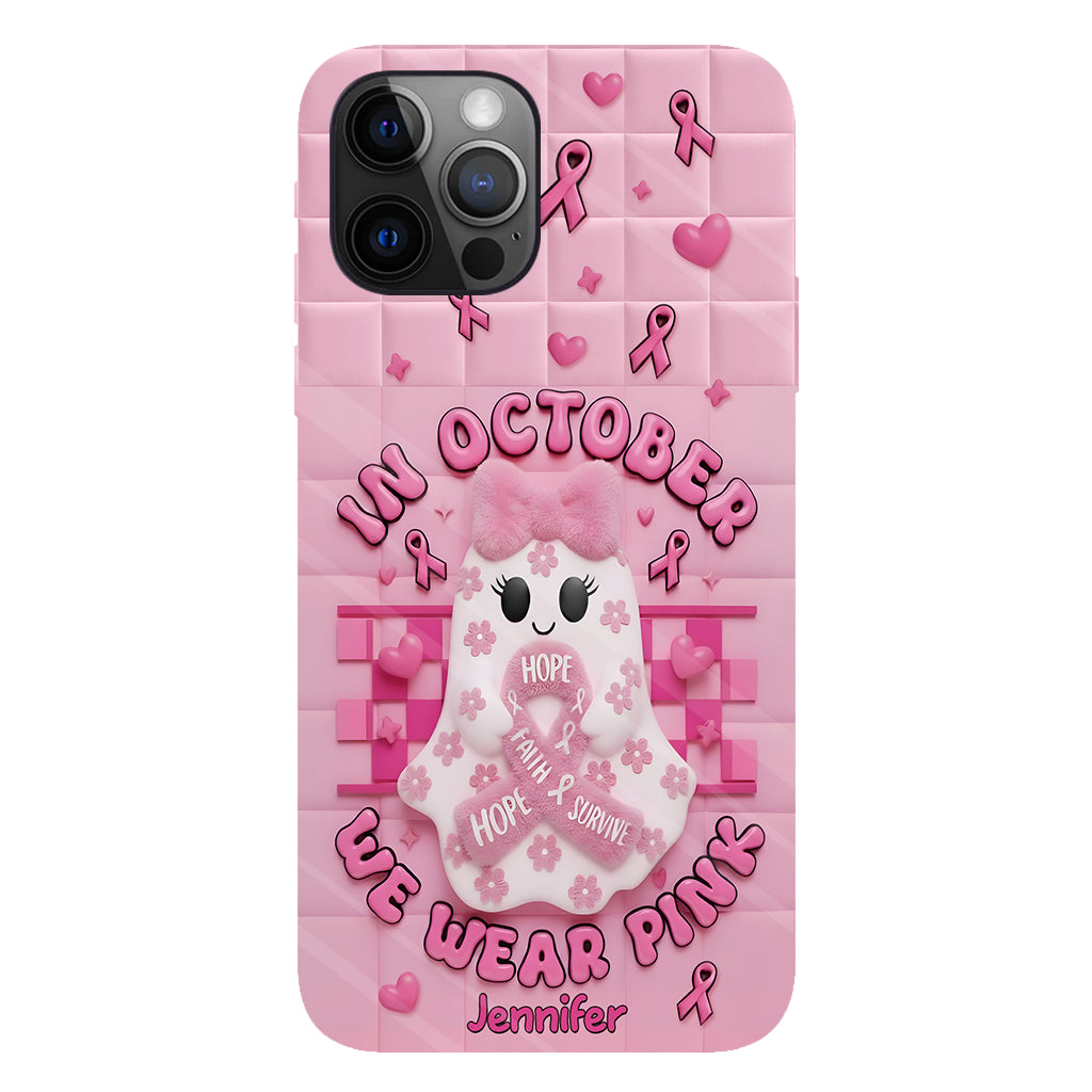 Cute Ghost Breast Cancer - Personalized Breast Cancer Awareness Full Print Phone Case