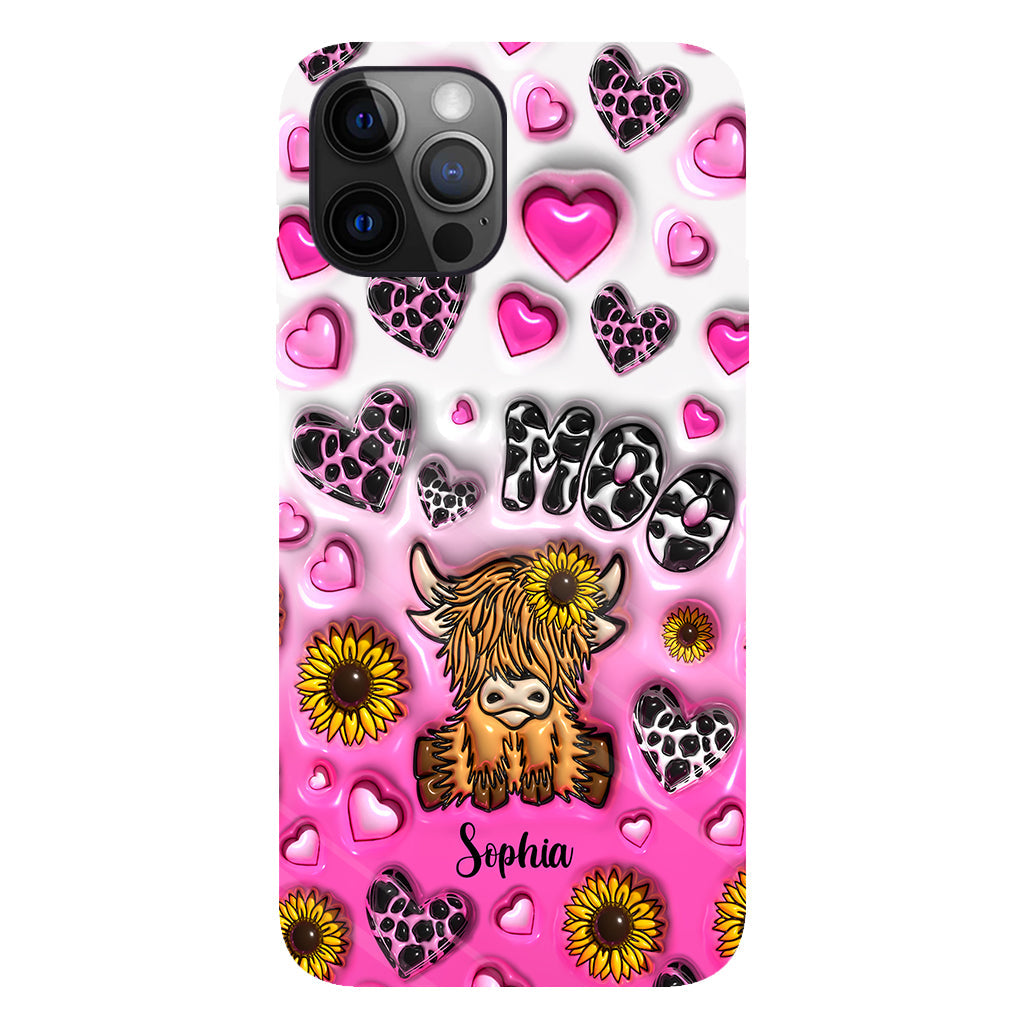 Sunflower Highland Cow - Personalized Full Print Phone Case