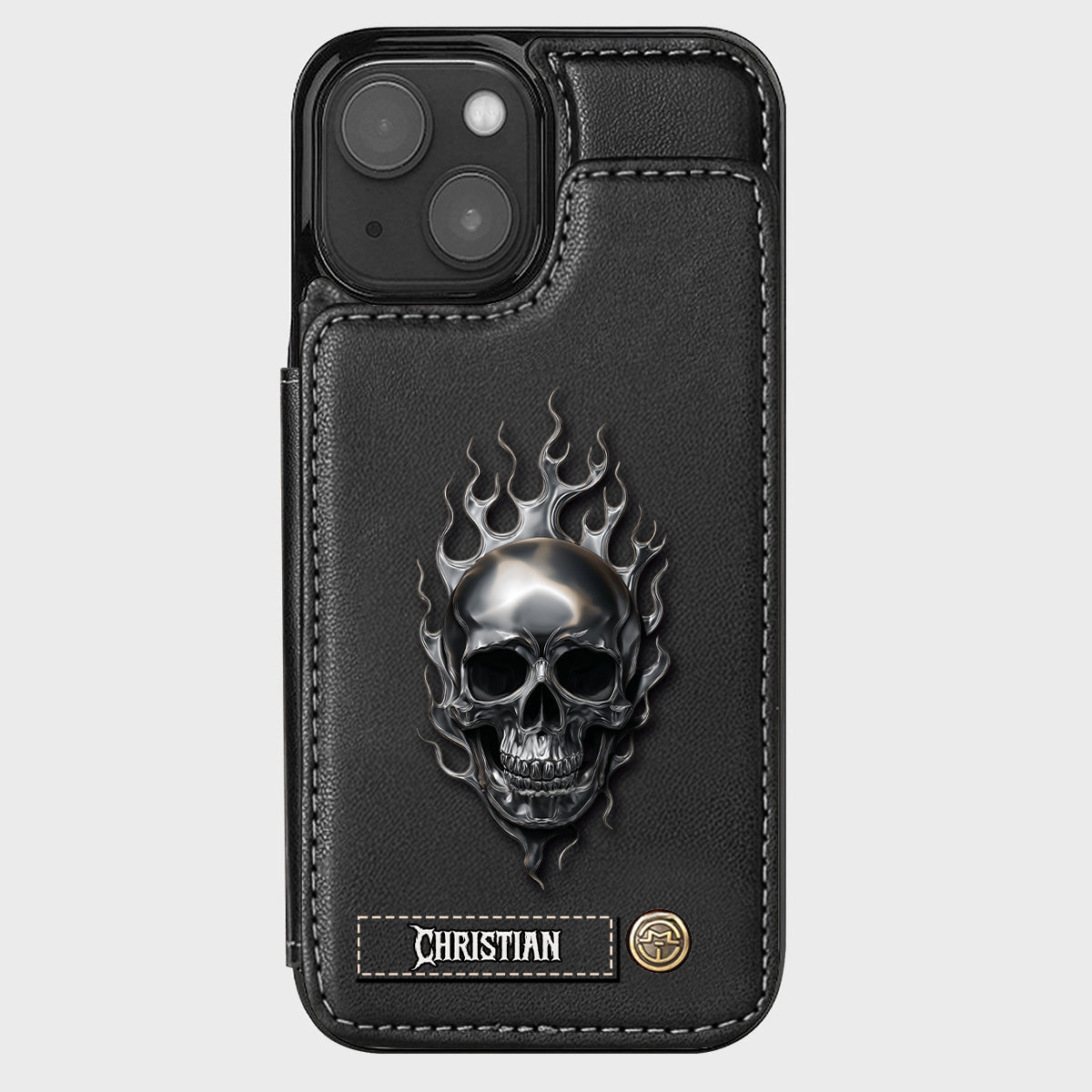 Fire Skull - Personalized Skull Wallet Phone Case