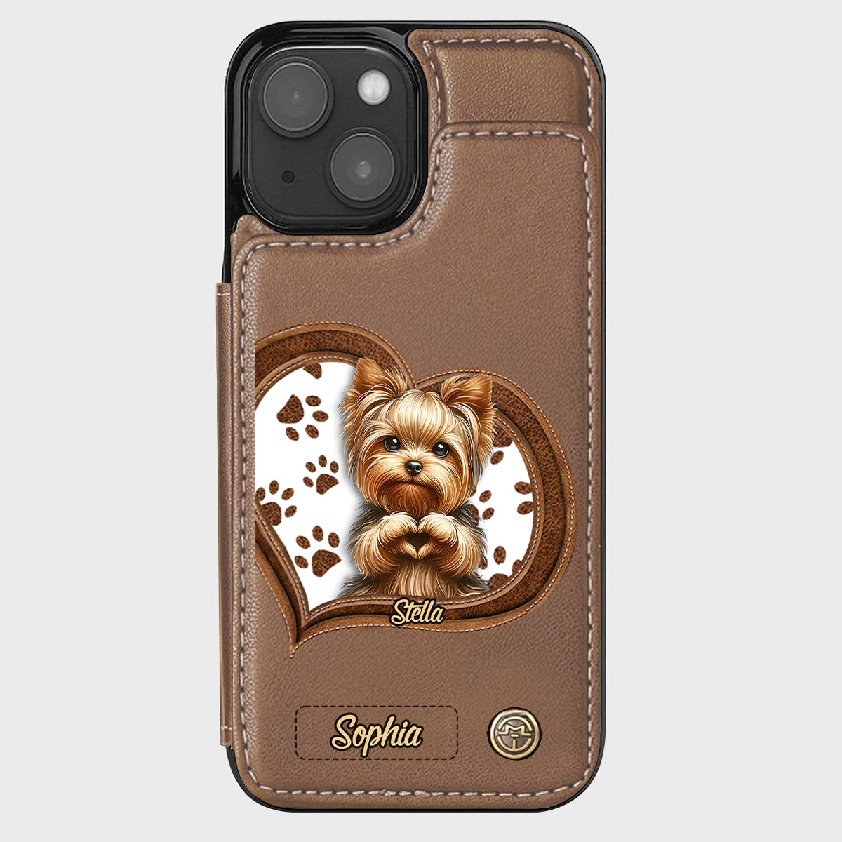 Puppy/ Kitty Makes Heart Hands - Personalized Dog Wallet Phone Case