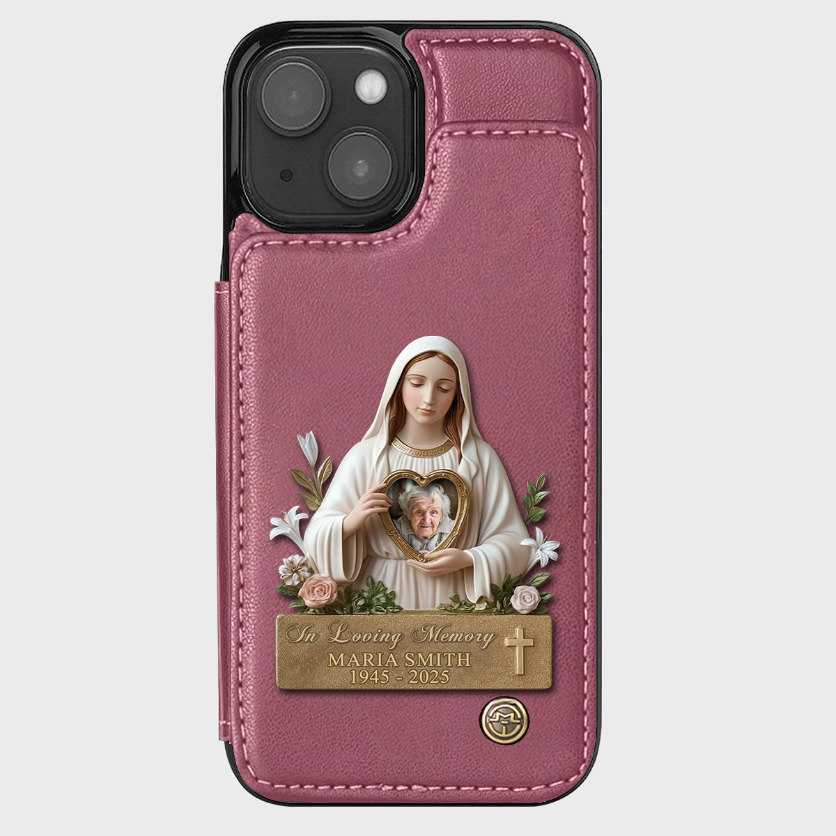 Virgin Mary Memorial - Personalized Memorial Wallet Phone Case