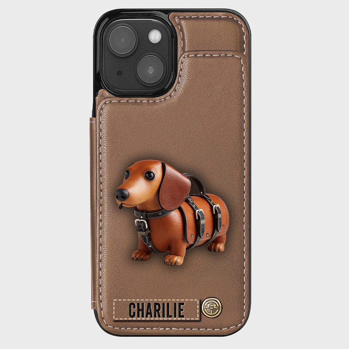 Cute Dachshund - Personalized Dog Wallet Phone Case