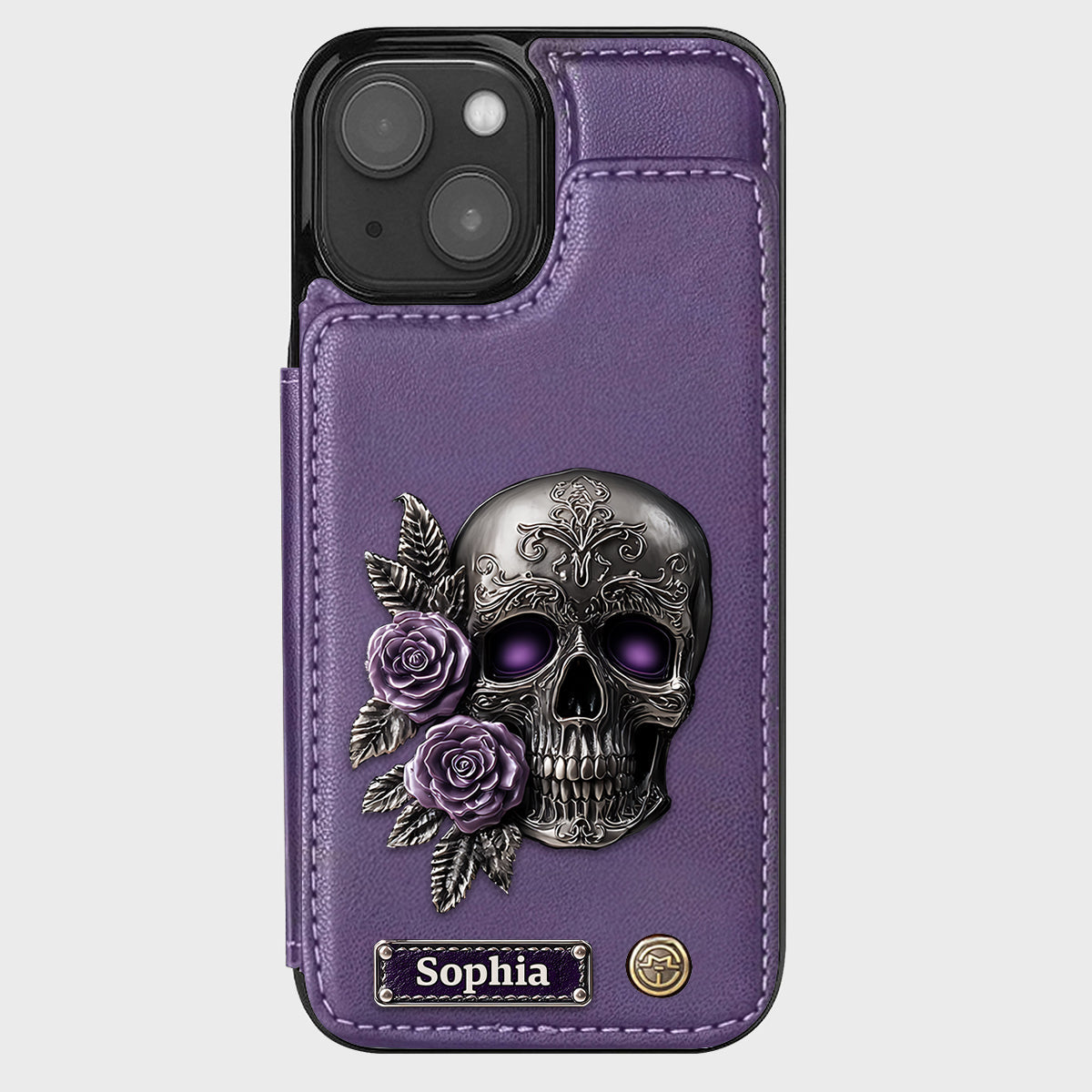 Skull And Roses - Personalized Skull Wallet Phone Case