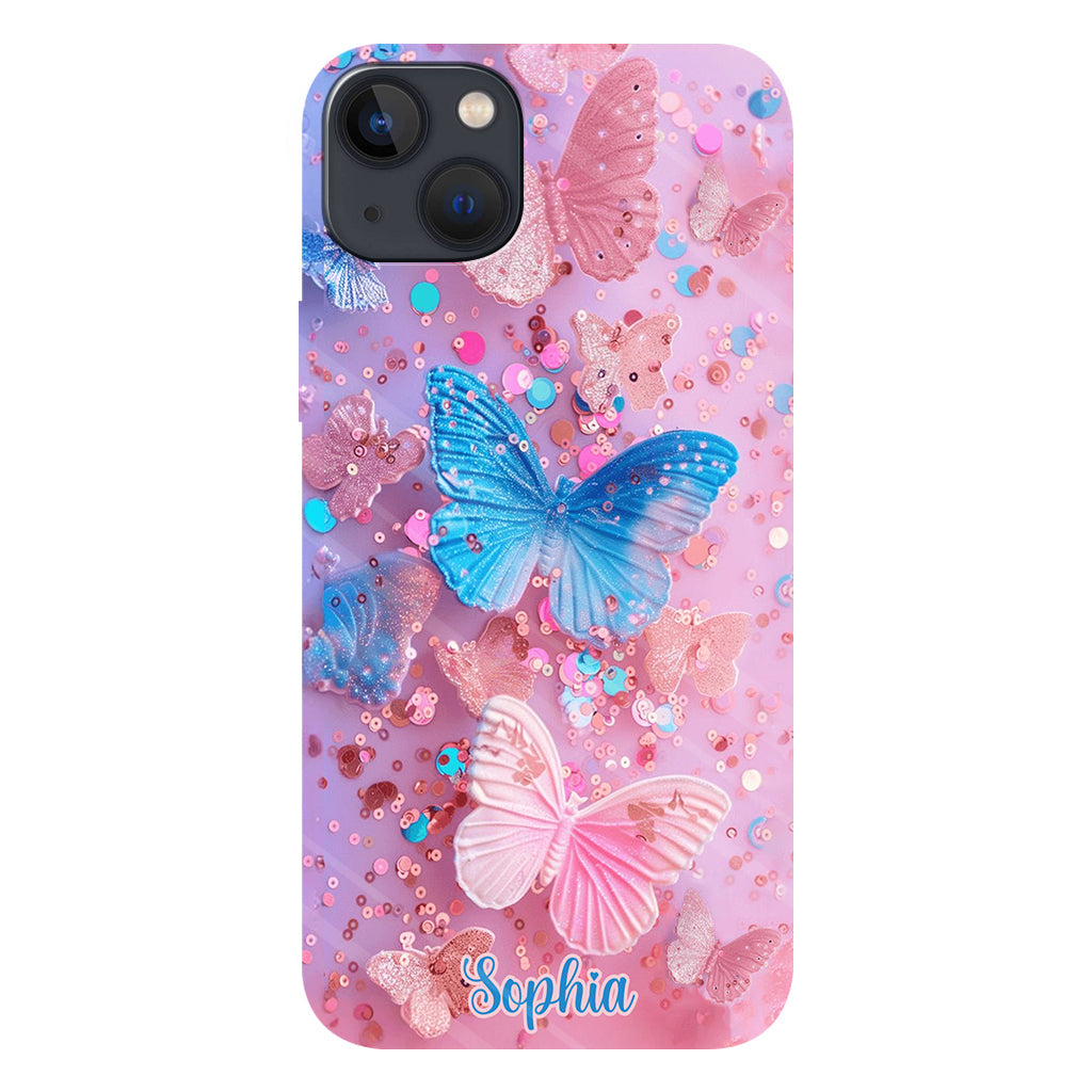 Sparkle Butterflies - Personalized Butterfly Full Print Phone Case