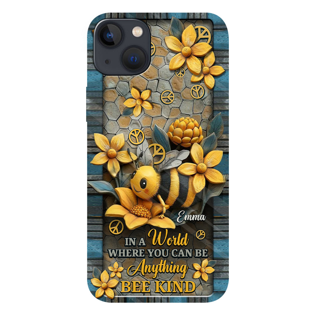In A World Where You Can Be Anything Be Kind - Personalized Hippie Full Print Phone Case