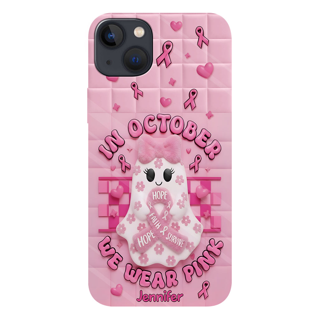 Cute Ghost Breast Cancer - Personalized Breast Cancer Awareness Full Print Phone Case