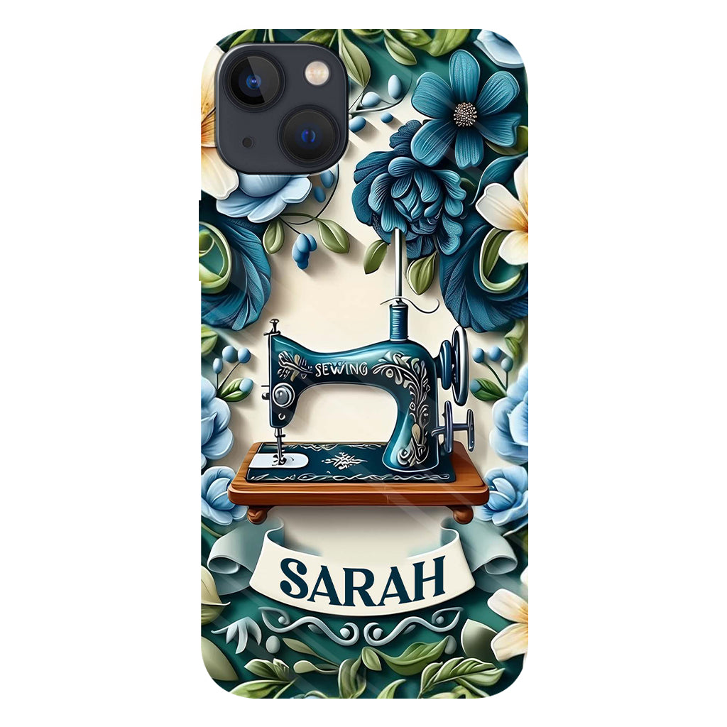 Blue Sewing Machine - Personalized Sewing Full Print Phone Case