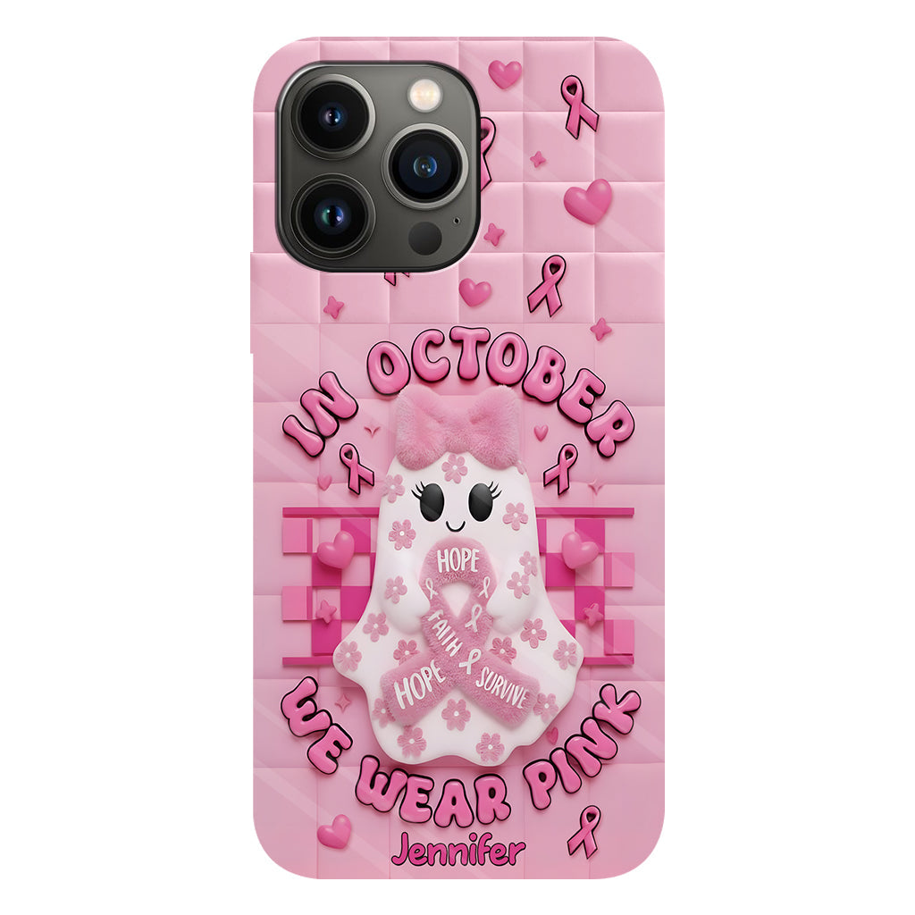 Cute Ghost Breast Cancer - Personalized Breast Cancer Awareness Full Print Phone Case