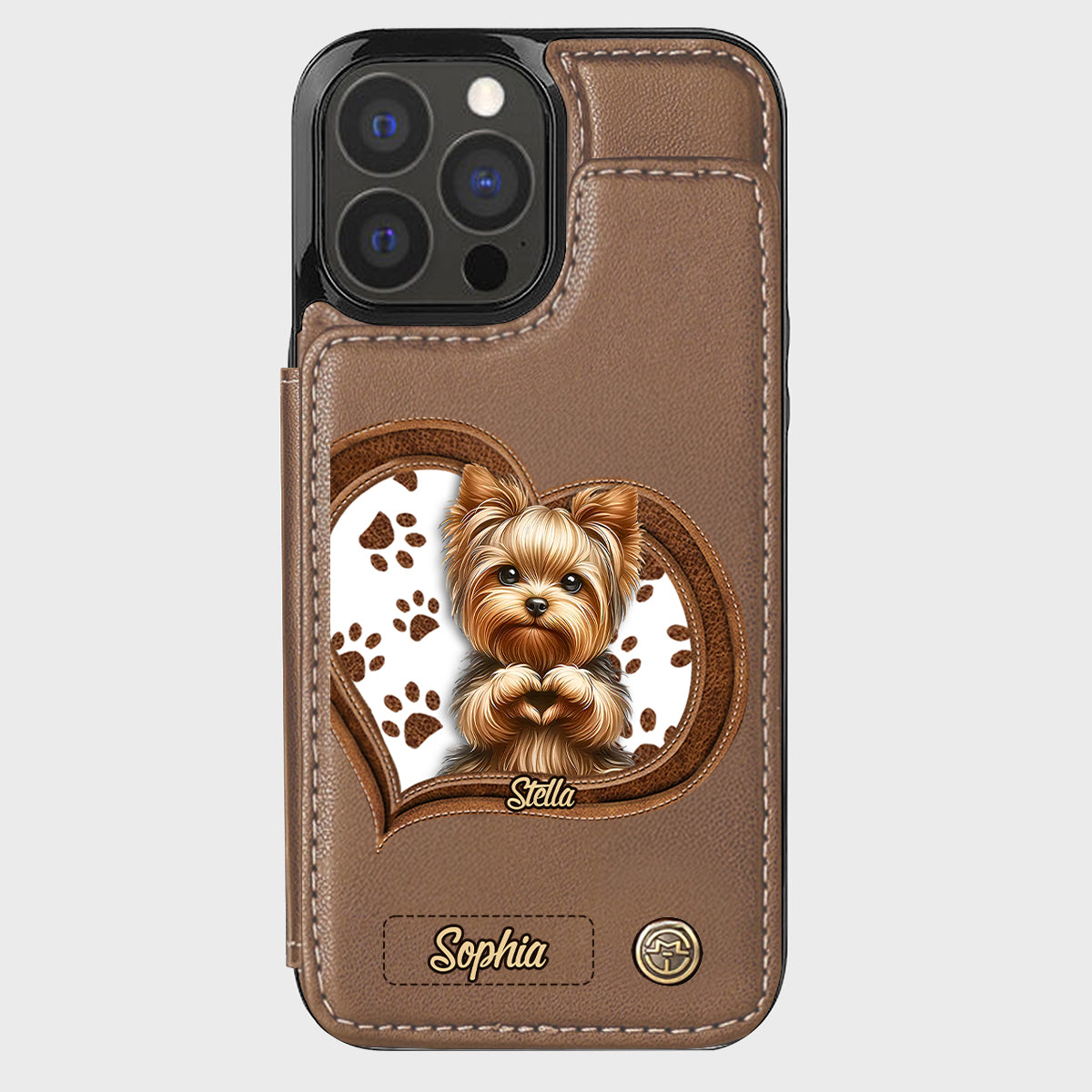 Puppy/ Kitty Makes Heart Hands - Personalized Dog Wallet Phone Case