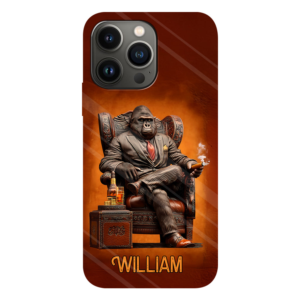 Whiskey & Cigar Gorilla - Personalized Whisky Full Print Phone Case