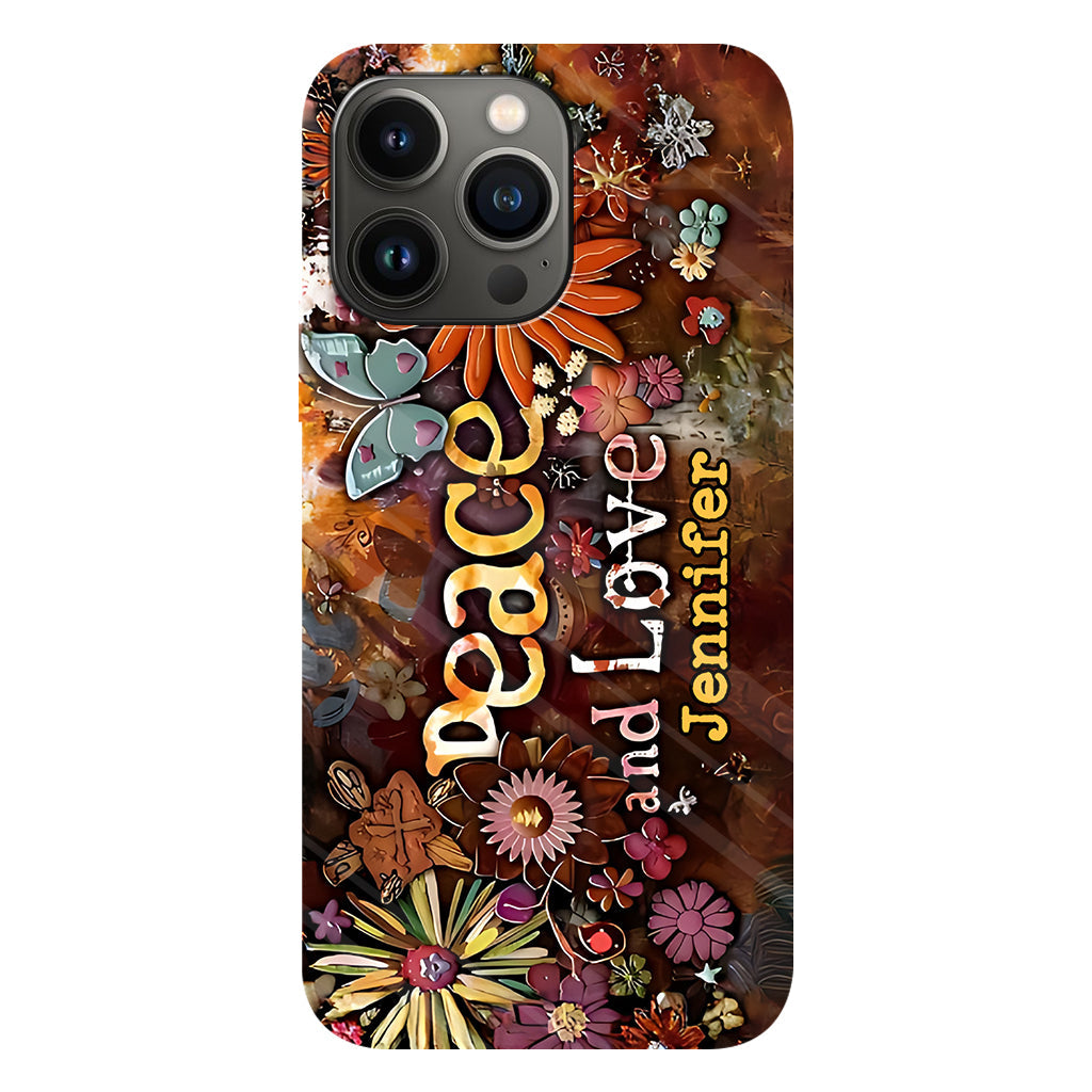 Peace And Love - Personalized Hippie Full Print Phone Case