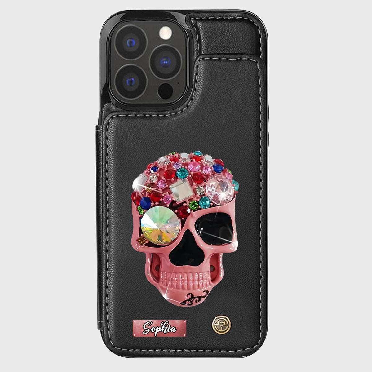 Shiny Skull - Personalized Skull Wallet Phone Case