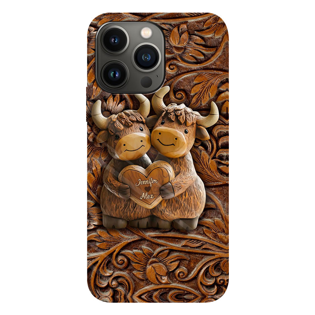 Cute Highland Cow Couple - Personalized Highland Cow Full Print Phone Case