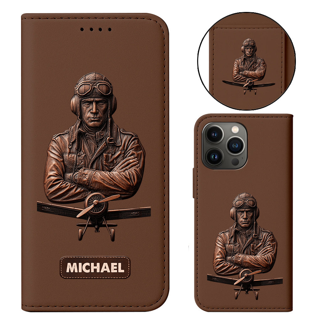 The Sky Is Not The Limit - Personalized Pilot Wallet Phone Case With Strap