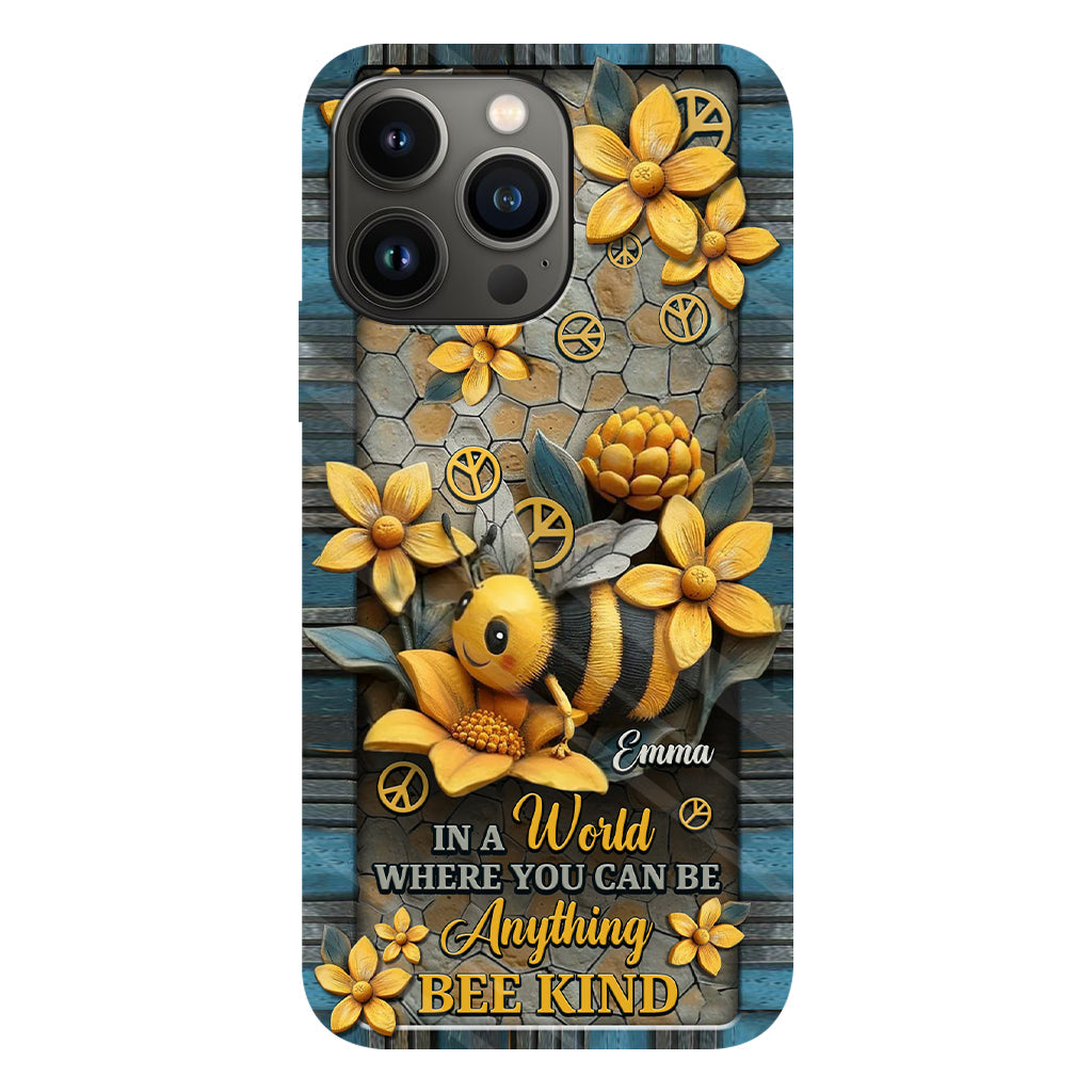 In A World Where You Can Be Anything Be Kind - Personalized Hippie Full Print Phone Case