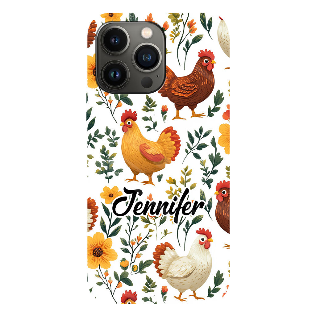 Cute Floral Chickens - Personalized Chicken Full Print Phone Case