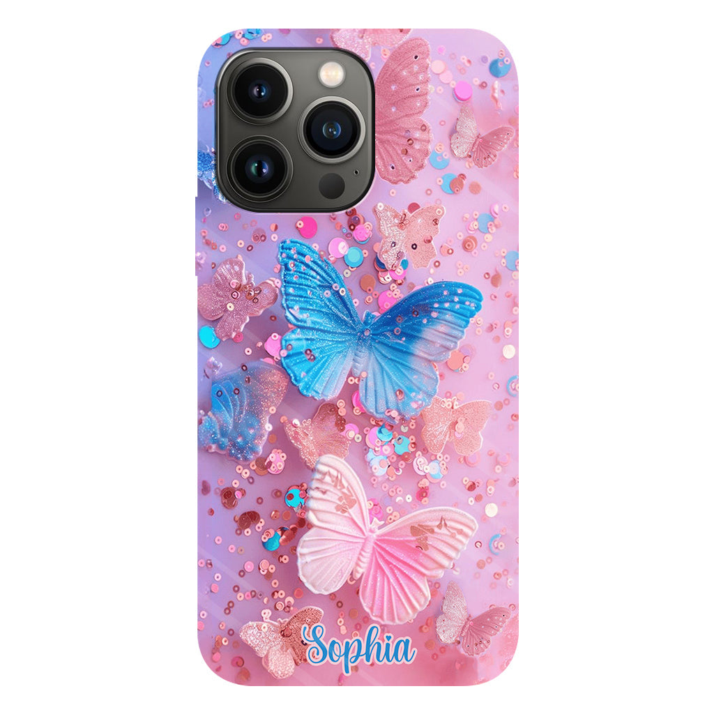 Sparkle Butterflies - Personalized Butterfly Full Print Phone Case