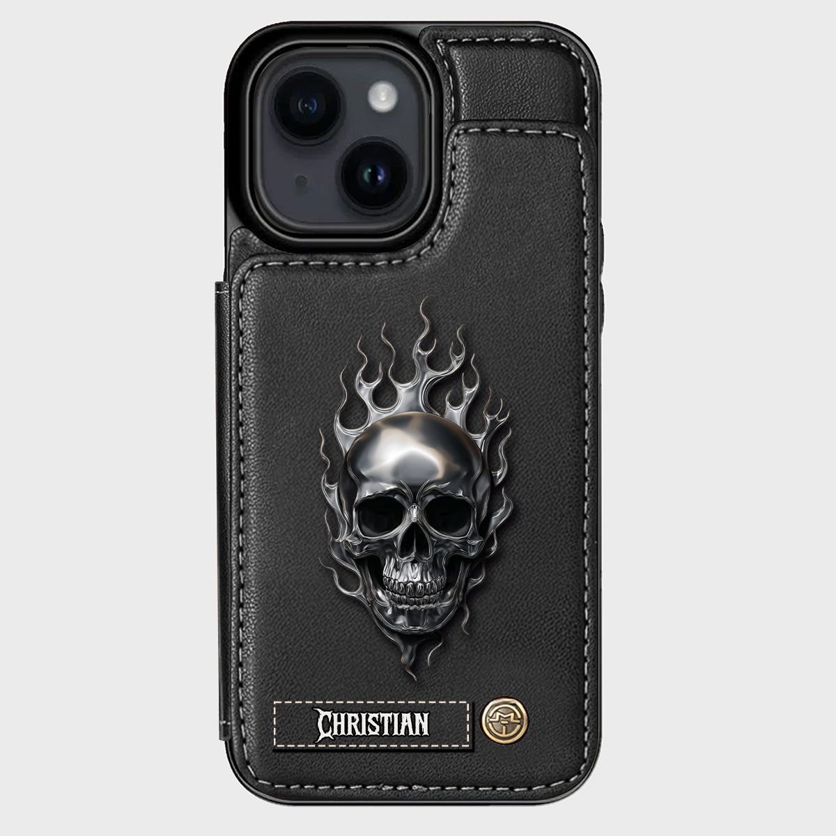 Fire Skull - Personalized Skull Wallet Phone Case