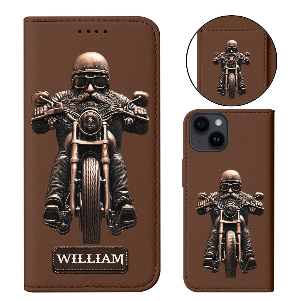 Never Underestimate An Old Man With A Motorcycle - Personalized Biker Wallet Phone Case With Strap