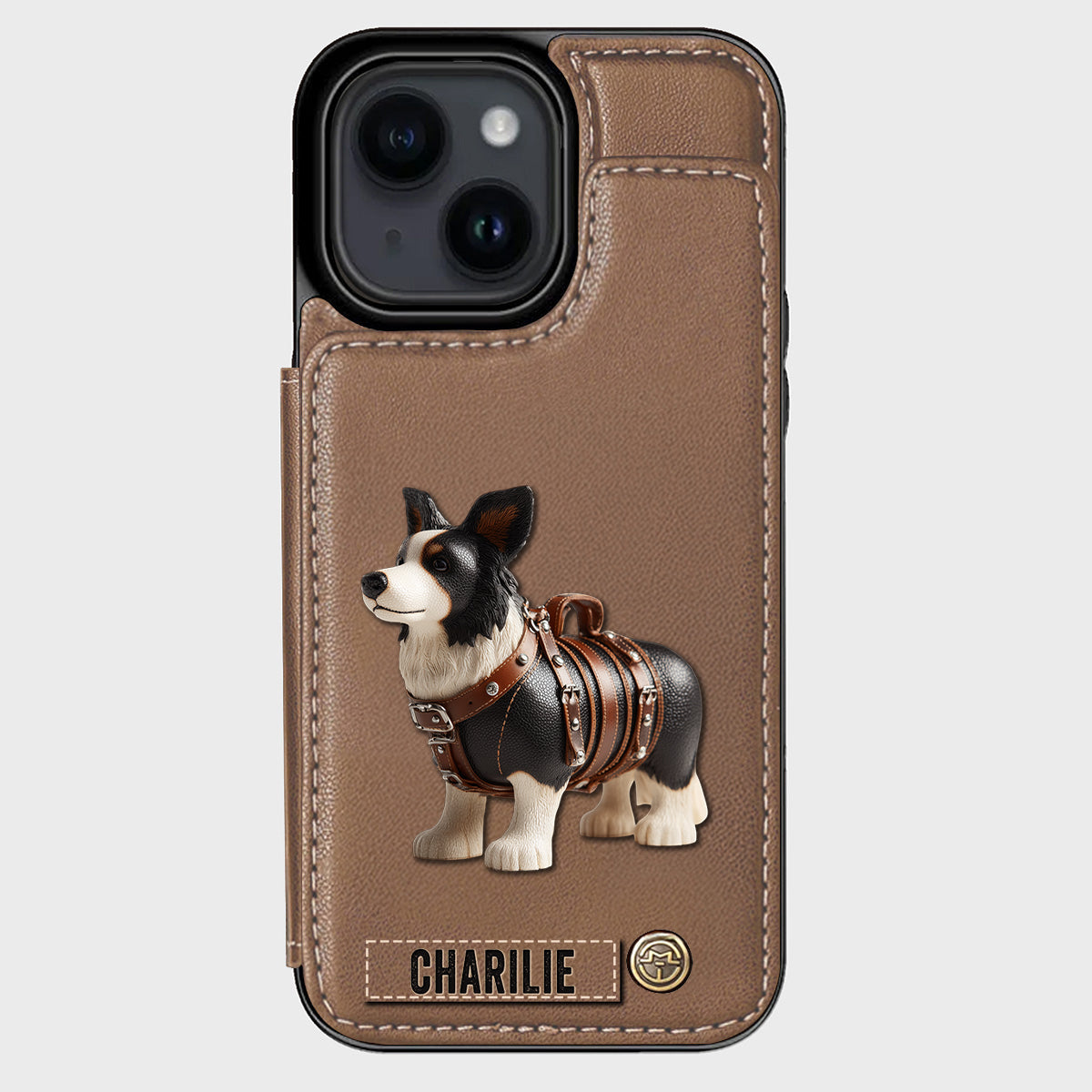 Cute Border Collie - Personalized Dog Wallet Phone Case