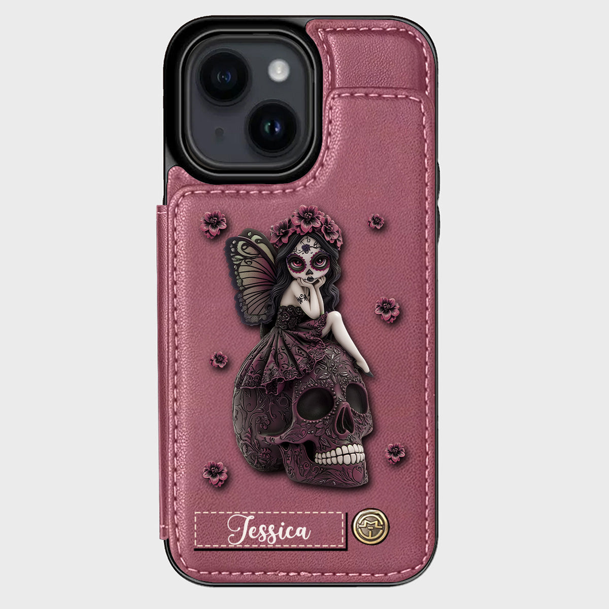 Beautiful Gothic Fairy Girl - Personalized Skull Wallet Phone Case