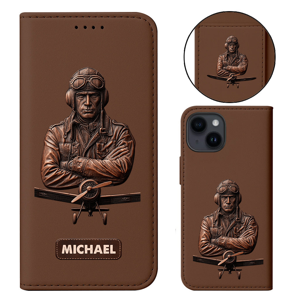 The Sky Is Not The Limit - Personalized Pilot Wallet Phone Case With Strap