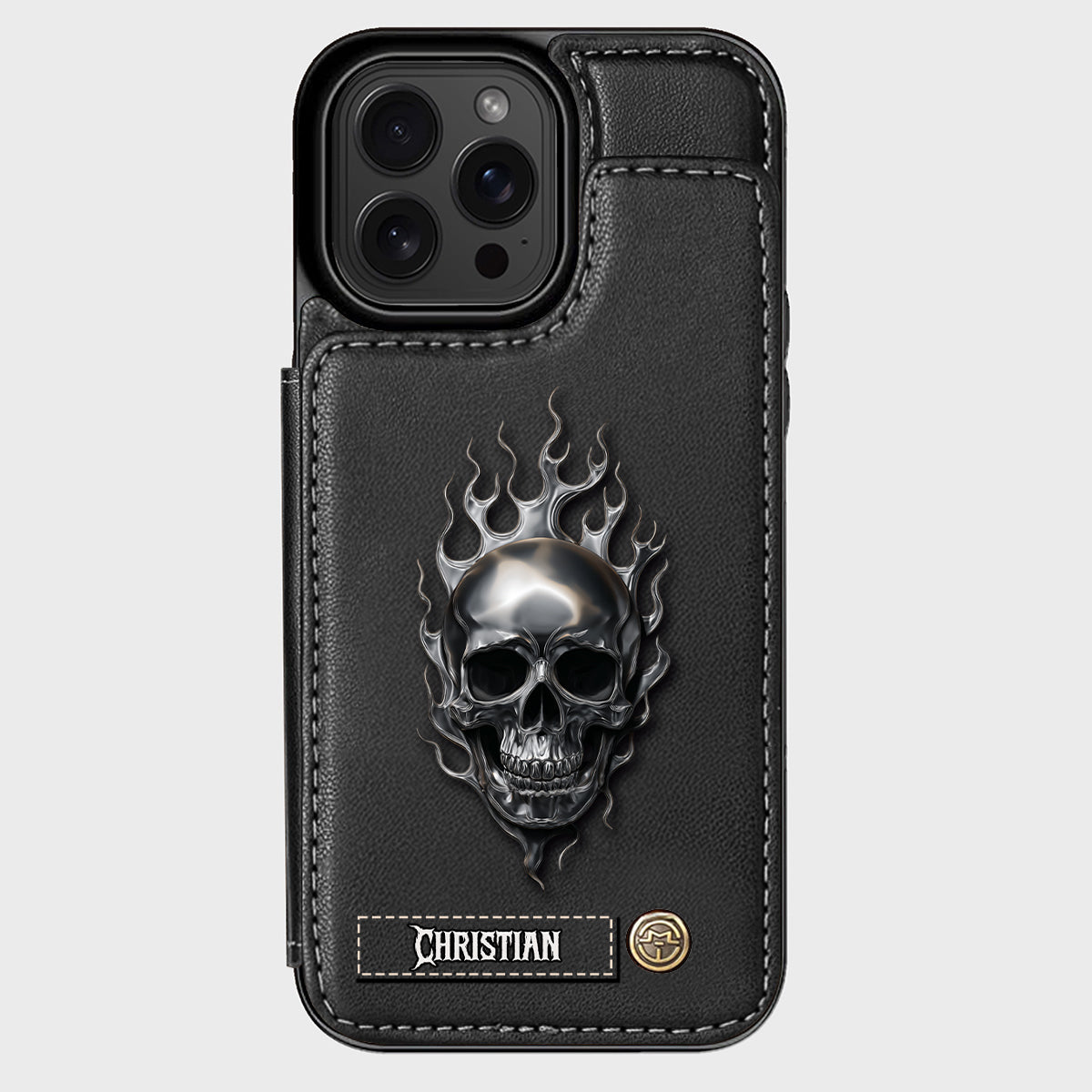 Fire Skull - Personalized Skull Wallet Phone Case