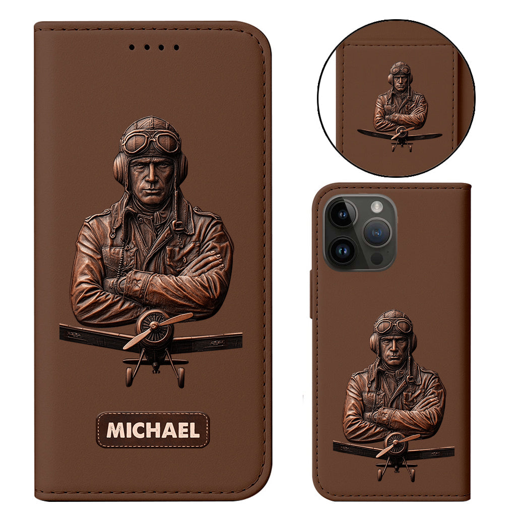 The Sky Is Not The Limit - Personalized Pilot Wallet Phone Case With Strap