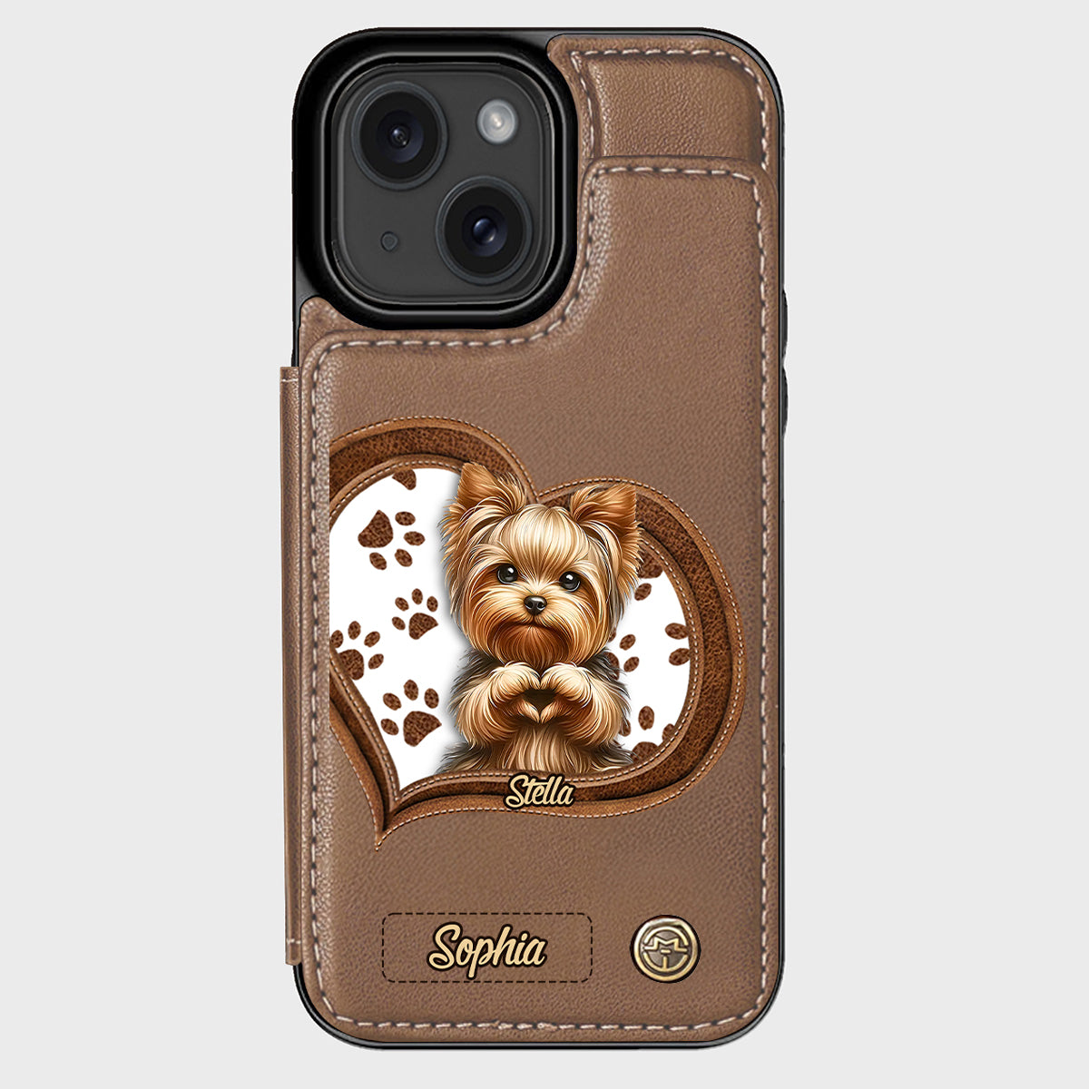 Puppy/ Kitty Makes Heart Hands - Personalized Dog Wallet Phone Case