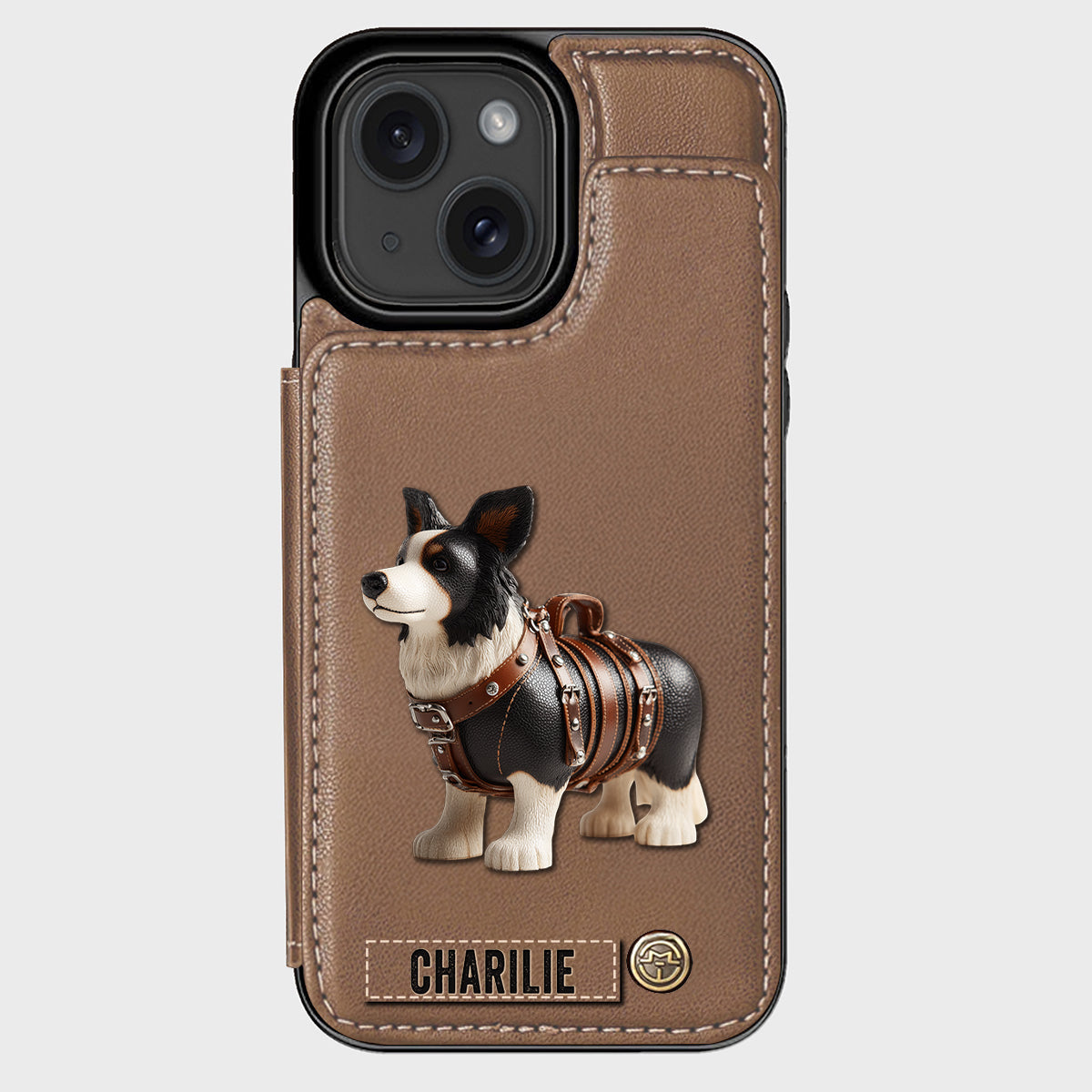 Cute Border Collie - Personalized Dog Wallet Phone Case