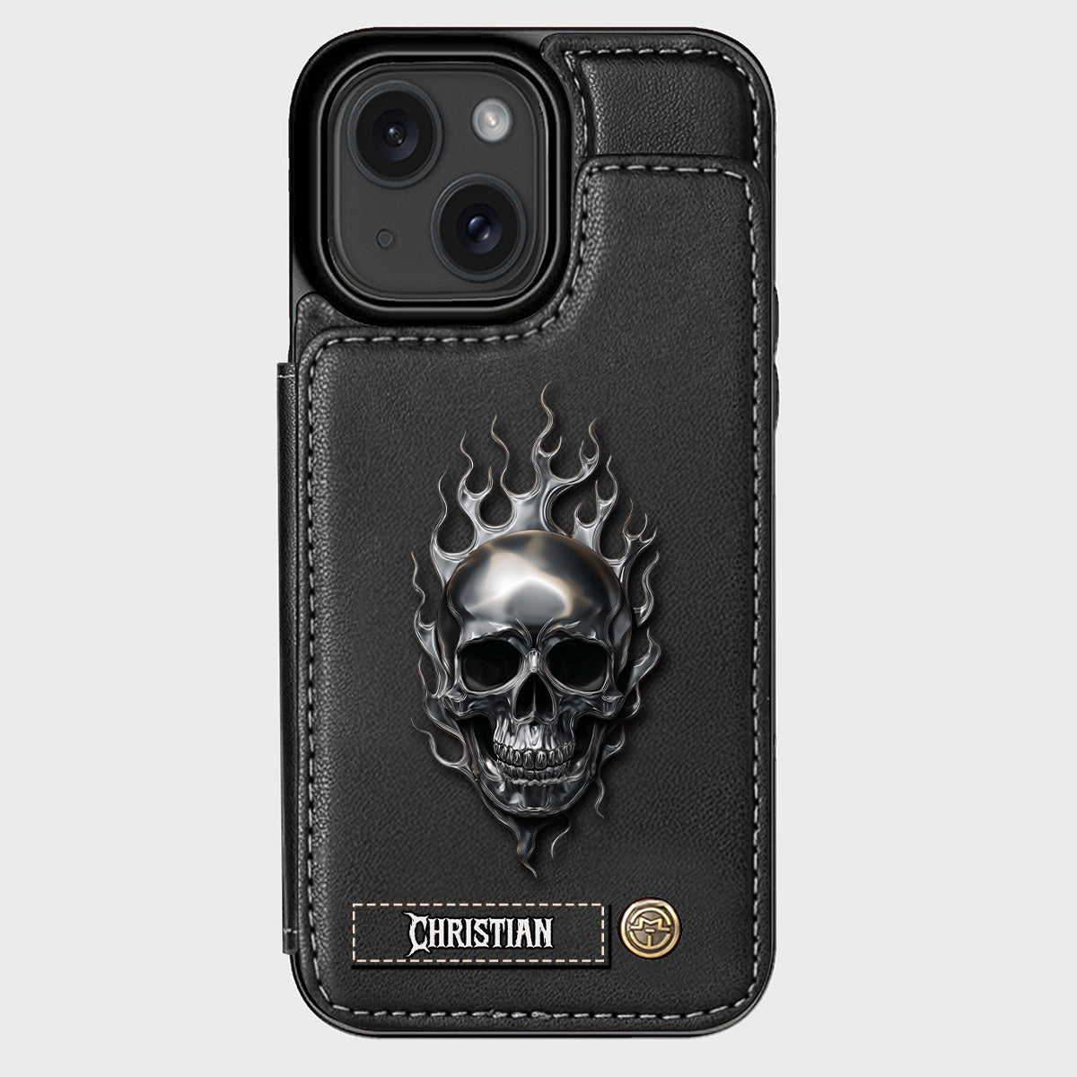 Fire Skull - Personalized Skull Wallet Phone Case