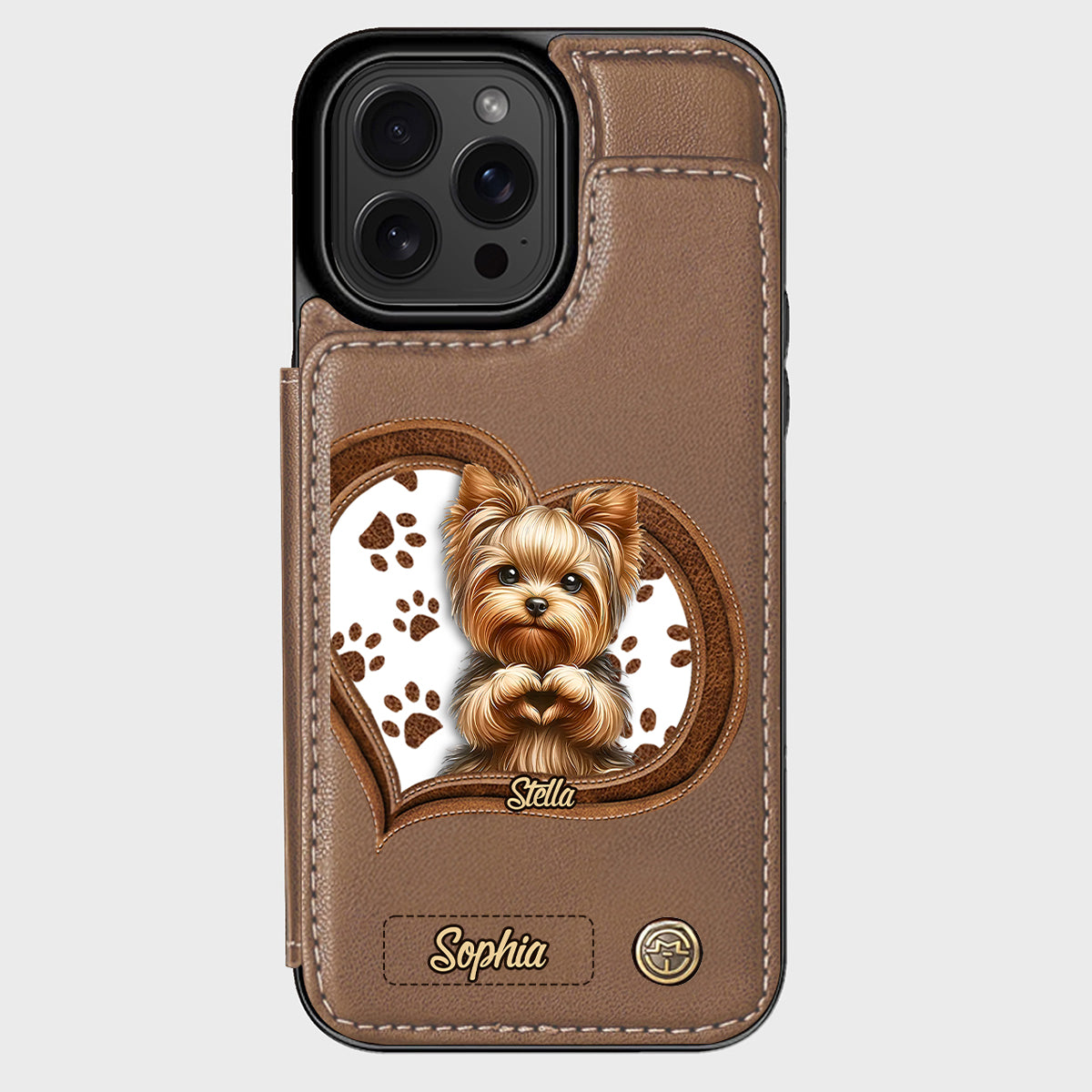 Puppy/ Kitty Makes Heart Hands - Personalized Dog Wallet Phone Case