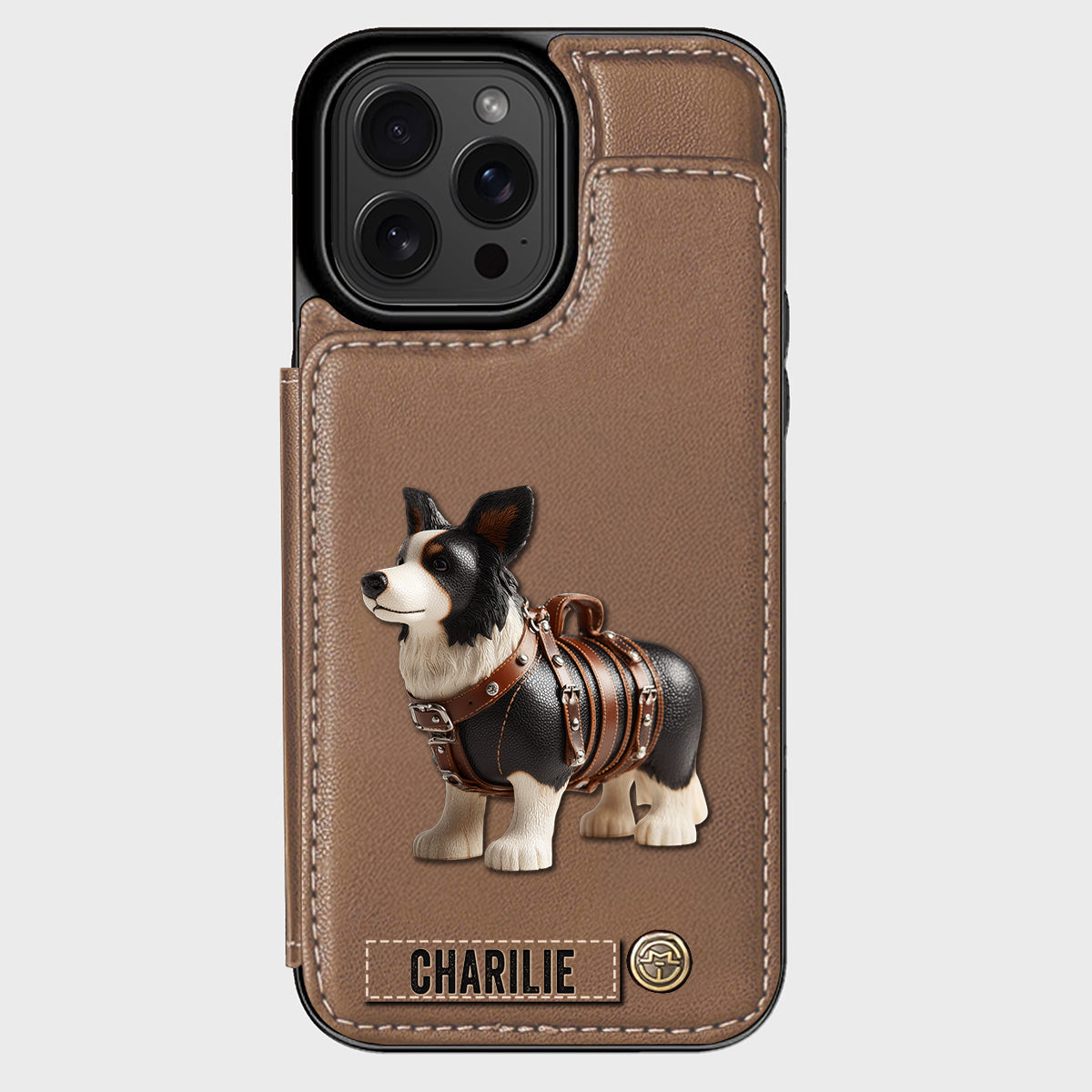 Cute Border Collie - Personalized Dog Wallet Phone Case