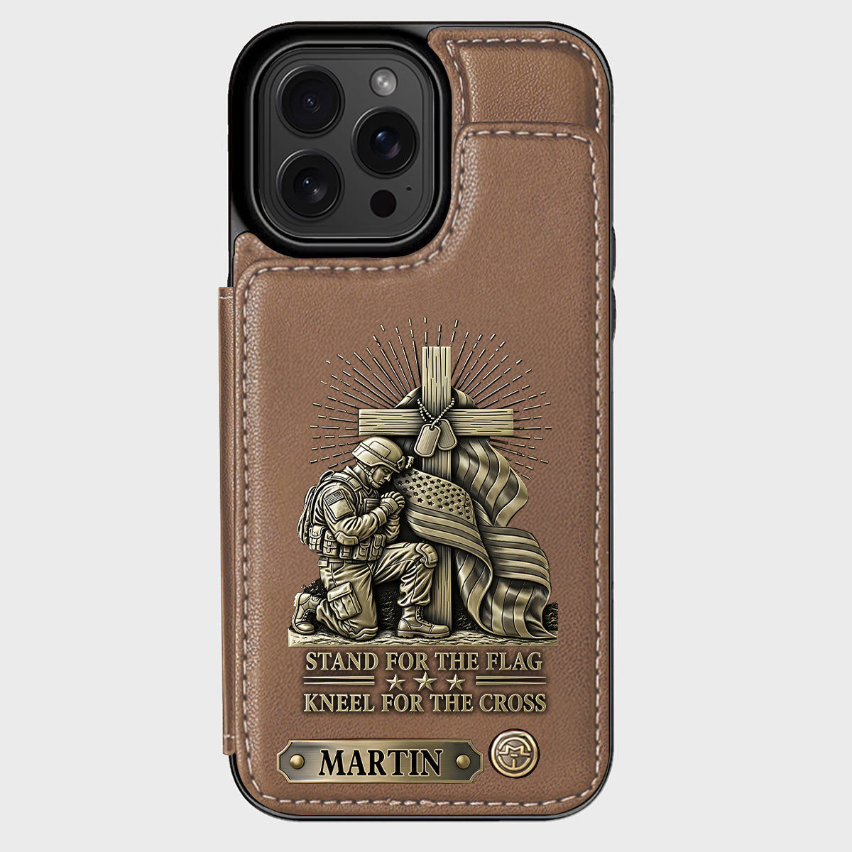 Kneel For The Cross - Personalized Veteran Wallet Phone Case