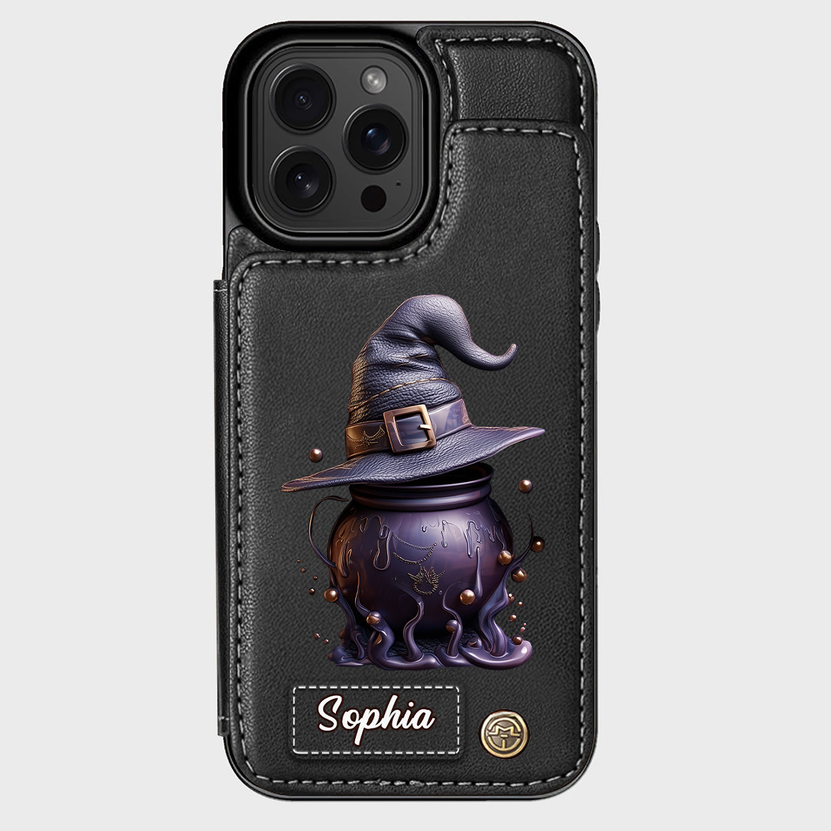 Magical Hat And Cauldron - Personalized Witch Wallet Phone Case