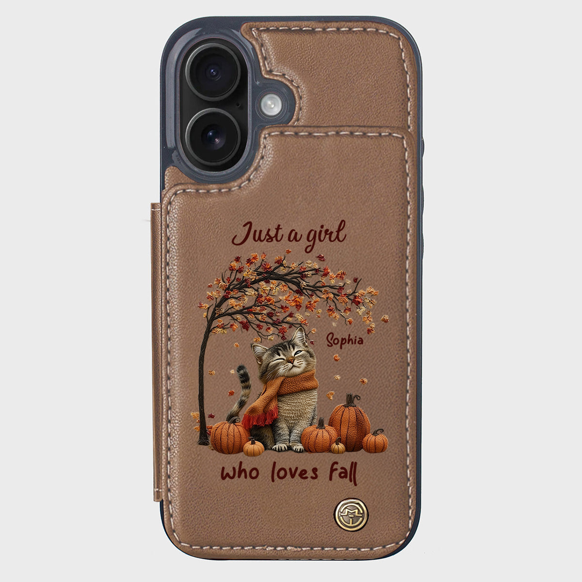 Just a Girl Who Loves Fall - Personalized Cat Wallet Phone Case