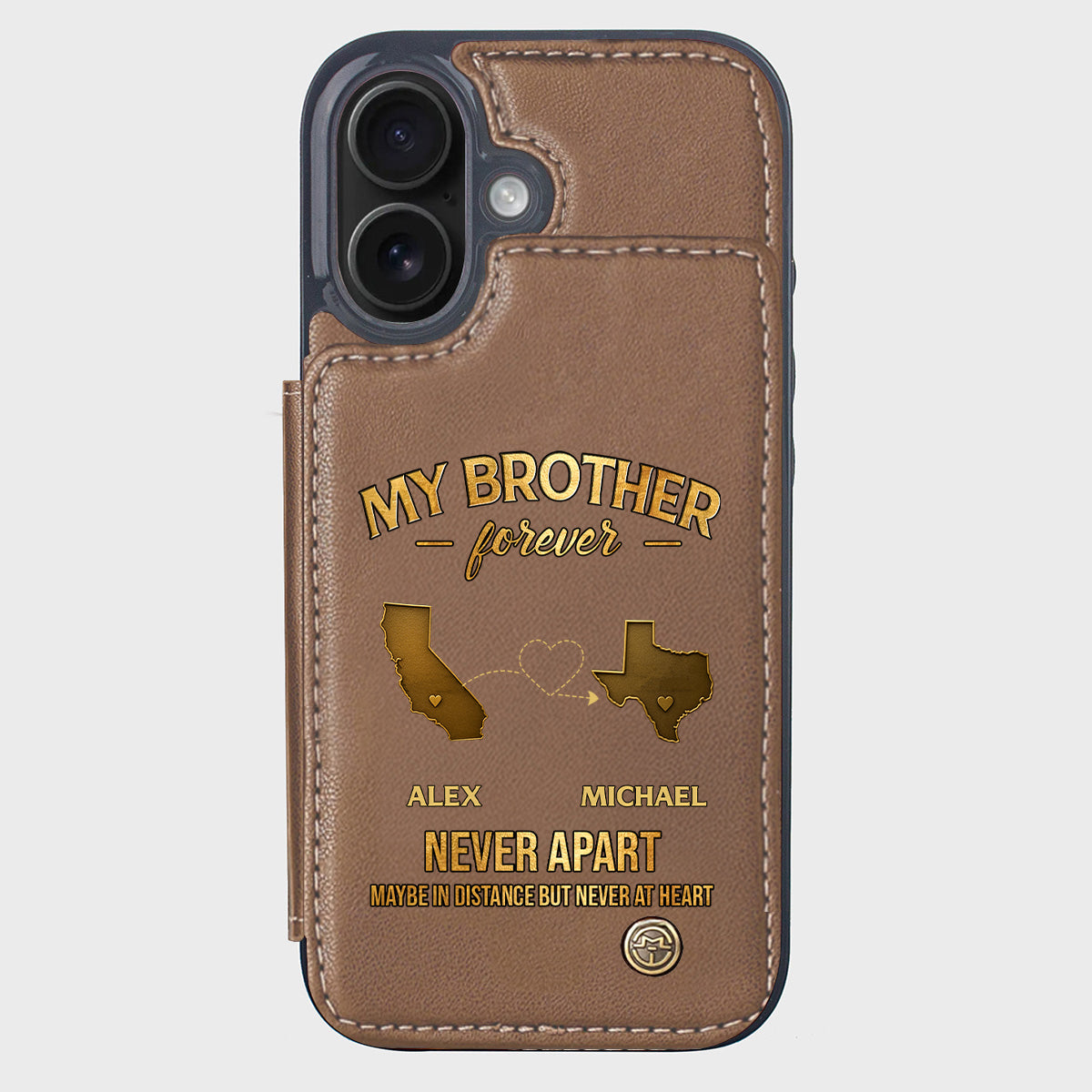 My Brother/ Sister/ Son... Forever, Never Apart Maby In Distance But Never At Heart - Personalized Sibling Wallet Phone Case